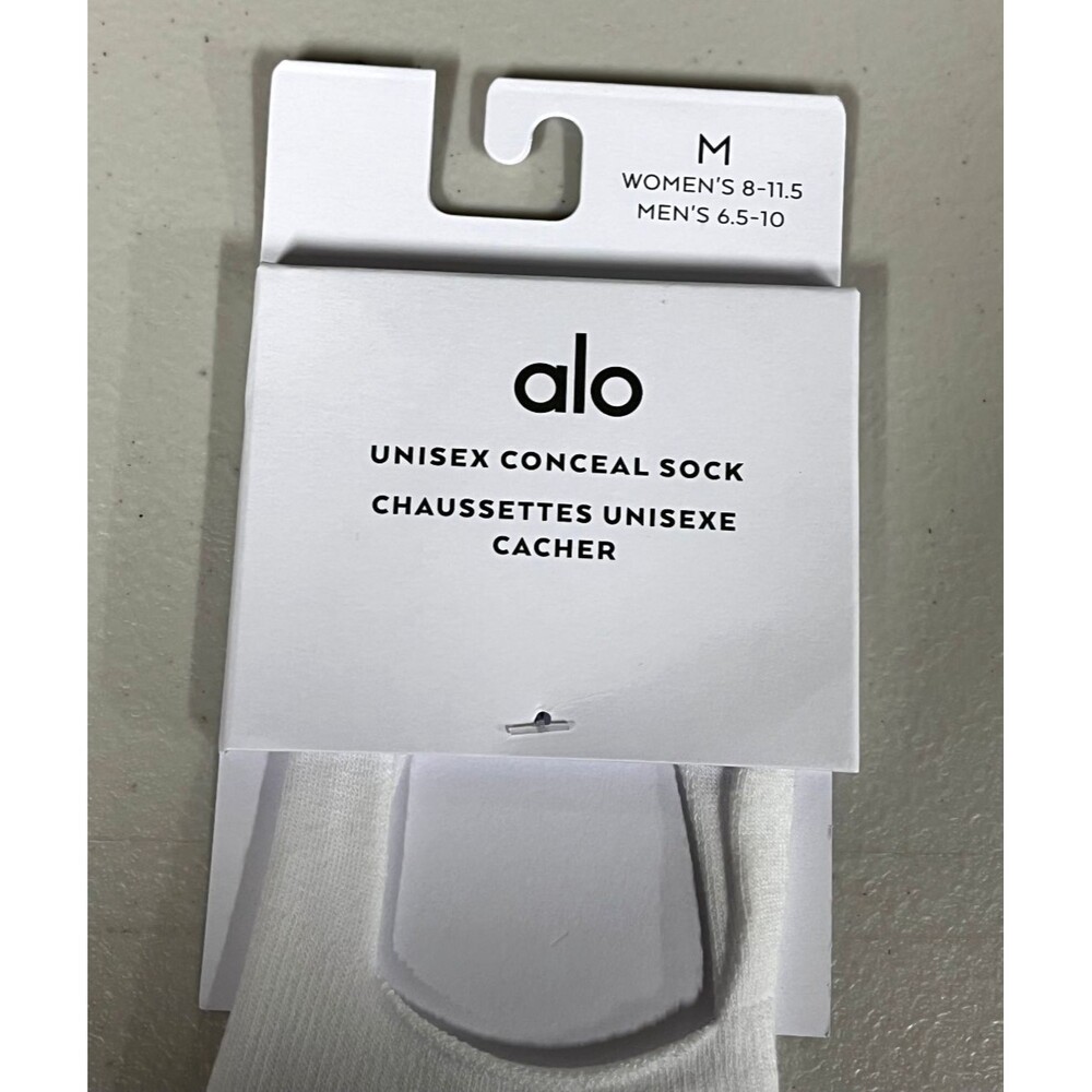 Alo Yoga Conceal No Show Socks White Size M Unisex NWT Low Cut - Picture 2 of 3